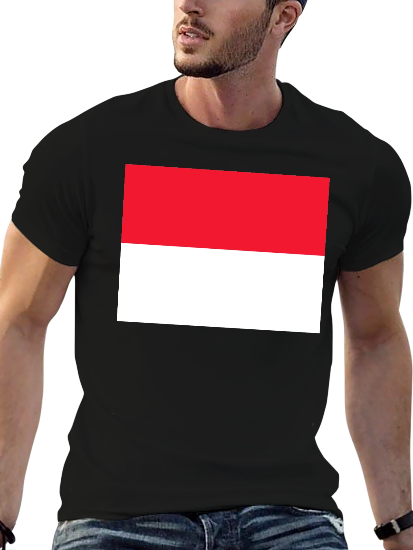 Indonesia Flag Graphic Tee - Black Cotton Blend T-Shirt