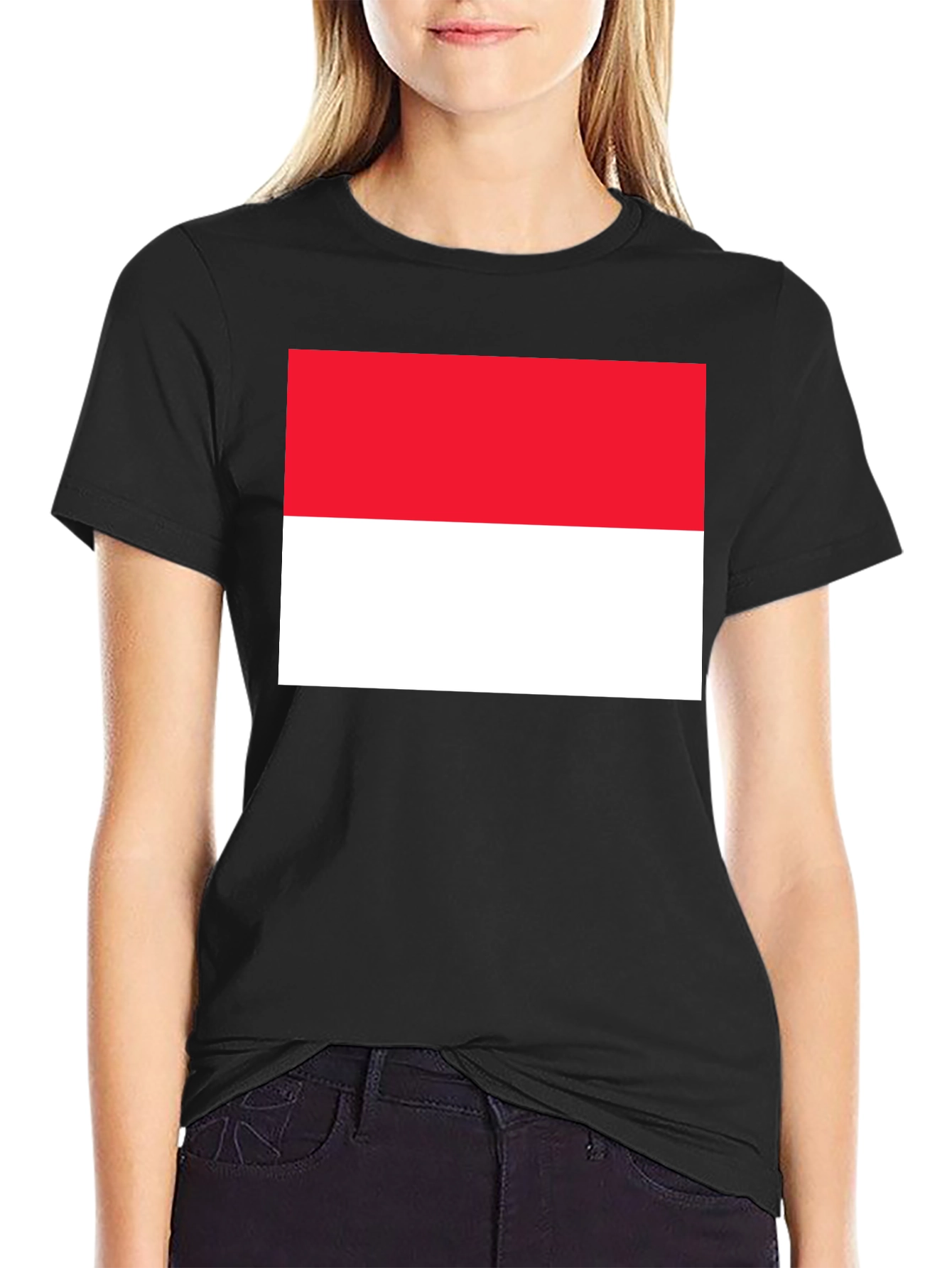 Indonesia Flag Graphic Tee - Black Cotton Blend T-Shirt