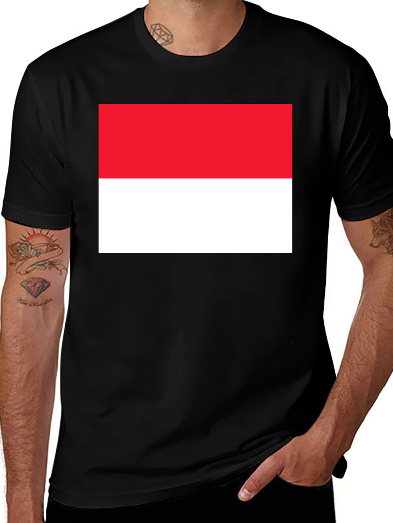 Indonesia Flag Graphic Tee - Black Cotton Blend T-Shirt