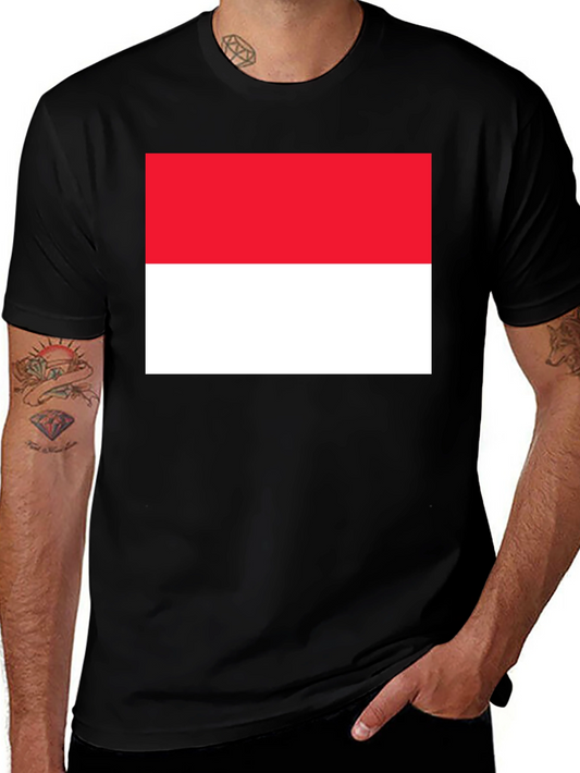 Indonesia Flag Graphic Tee - Black Cotton Blend T-Shirt