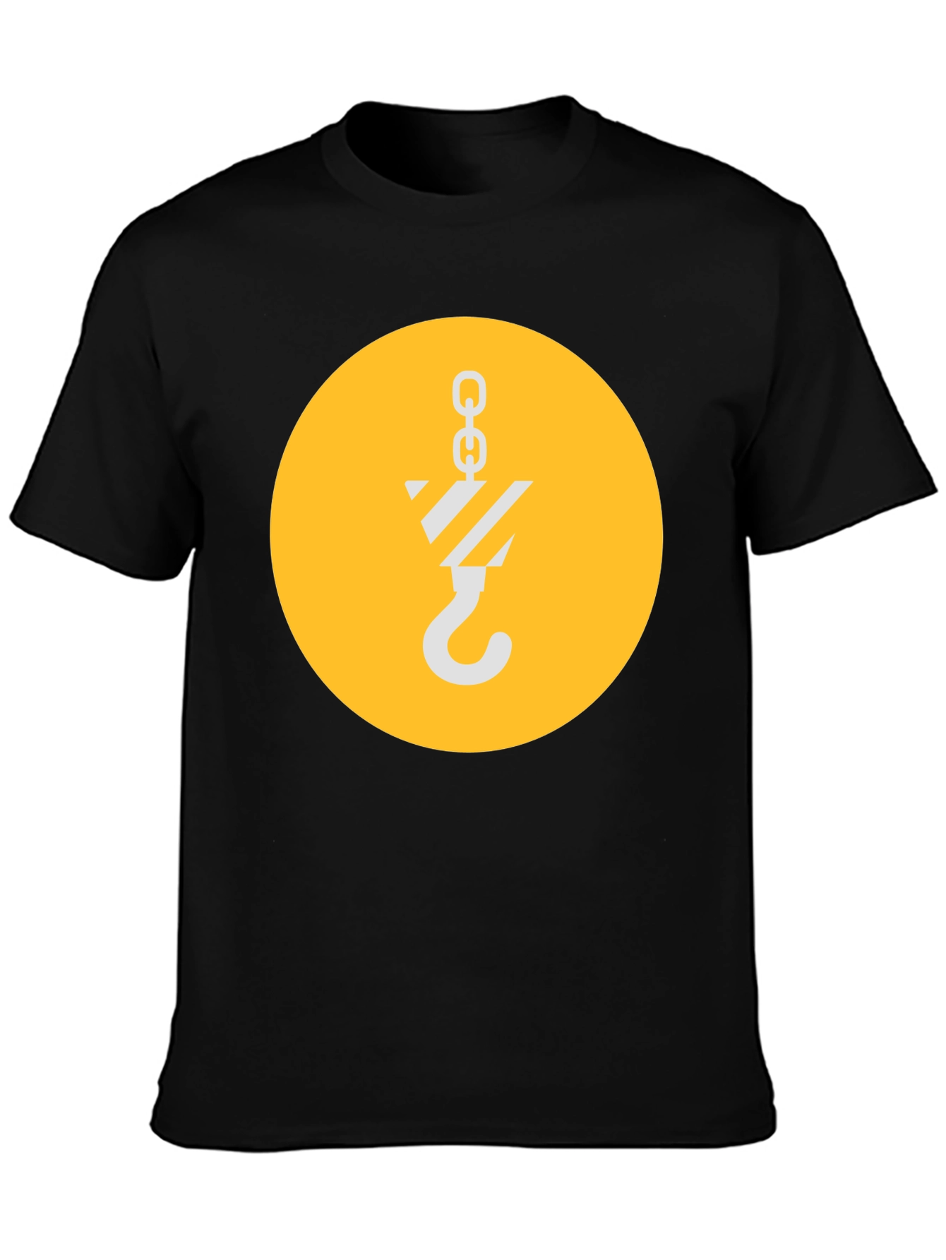 Black T-Shirt with Crane Hook Graphic