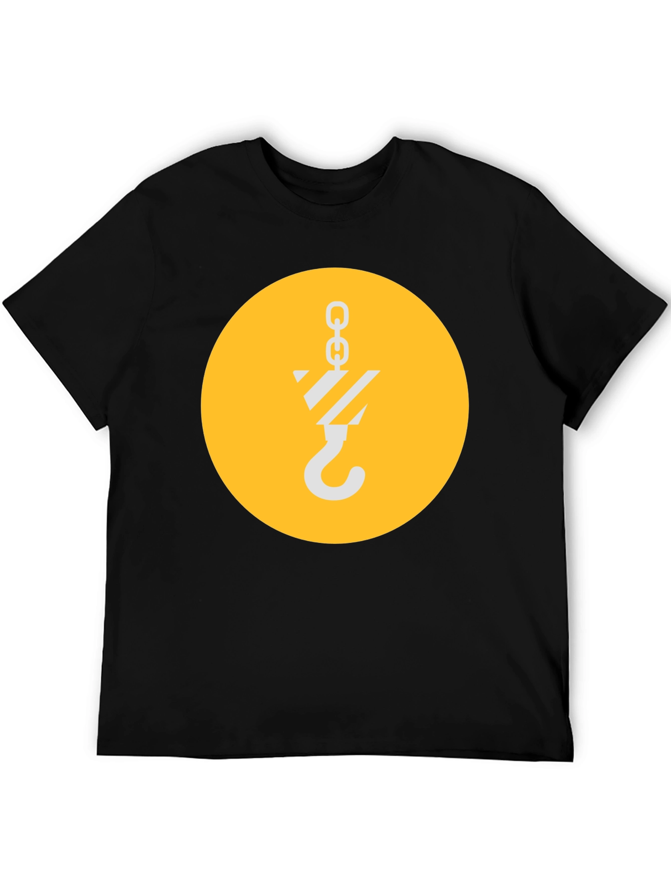 Black T-Shirt with Crane Hook Graphic