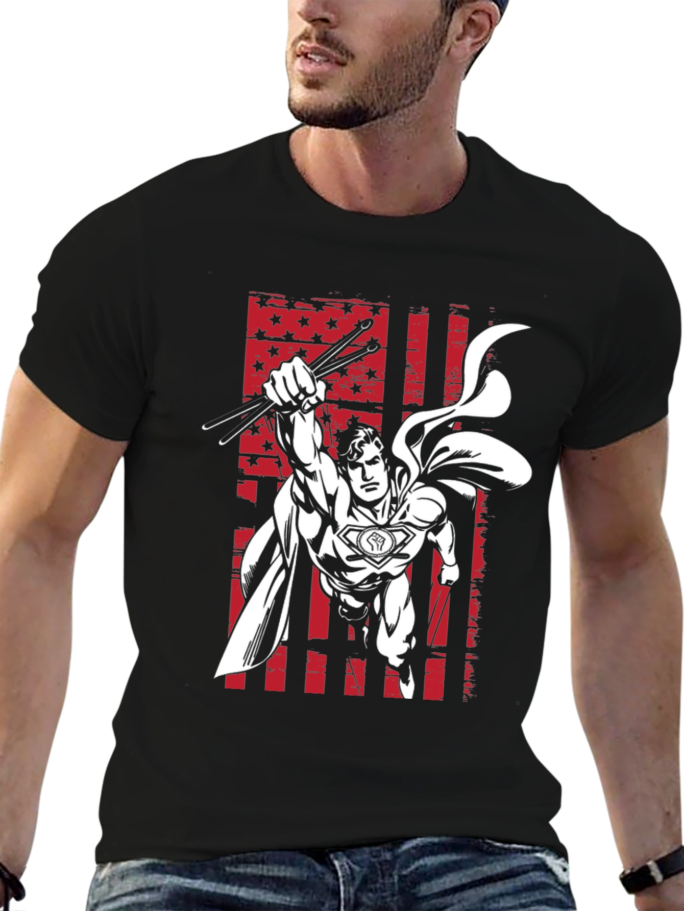 Superhero Drummer Graphic T-Shirt