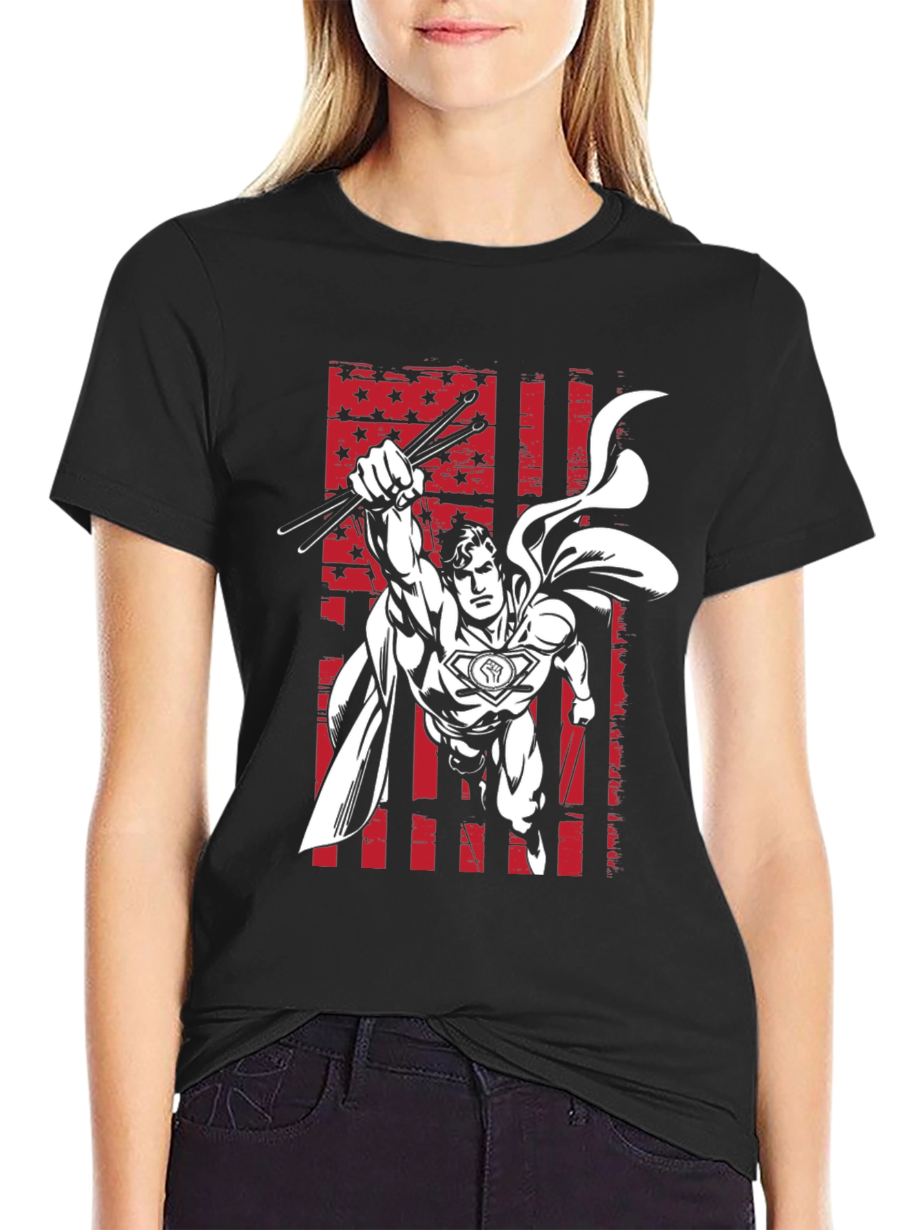 Superhero Drummer Graphic T-Shirt