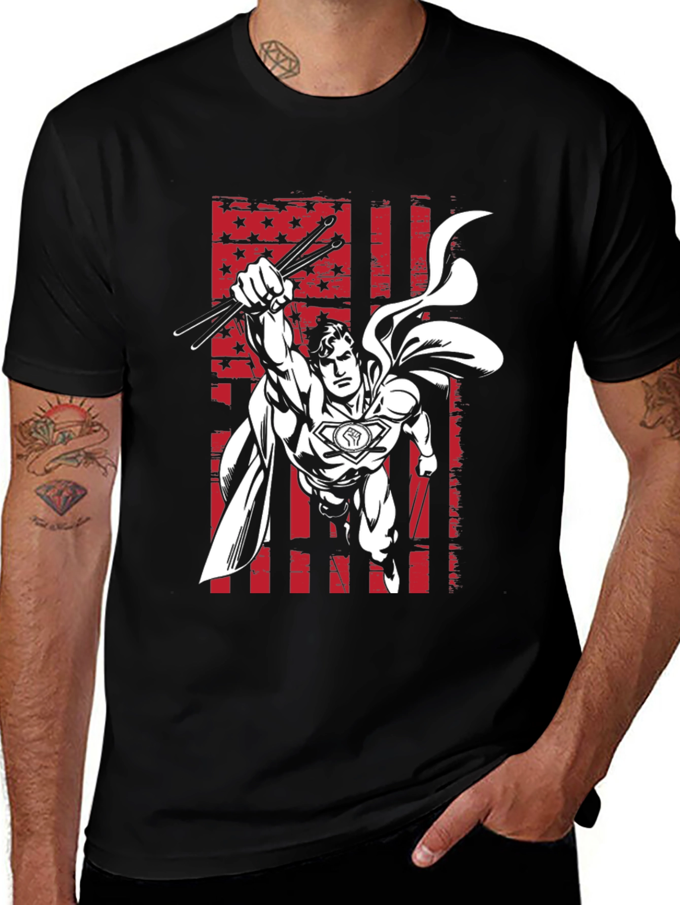 Superhero Drummer Graphic T-Shirt