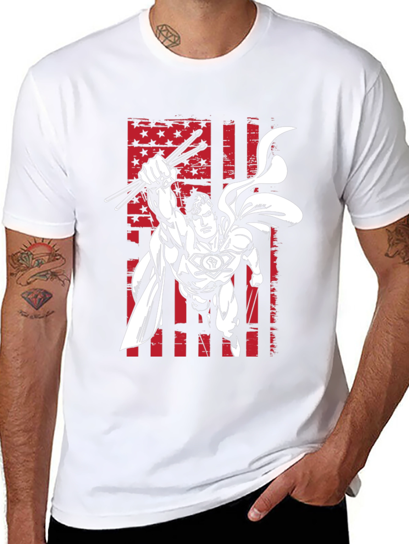 Superhero Drummer Graphic T-Shirt