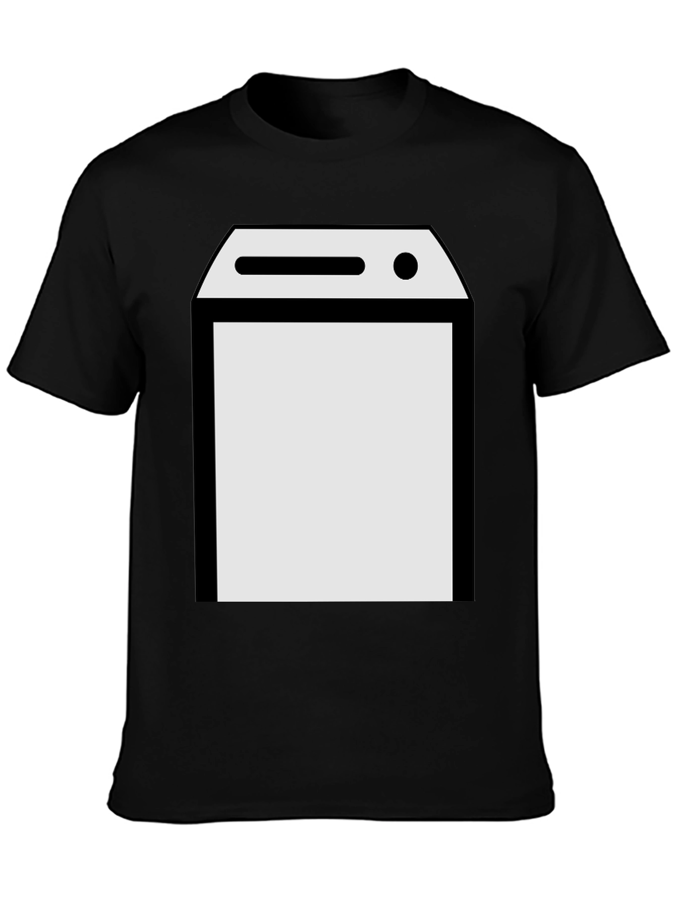 Black T-Shirt with Laundry Machine Graphic