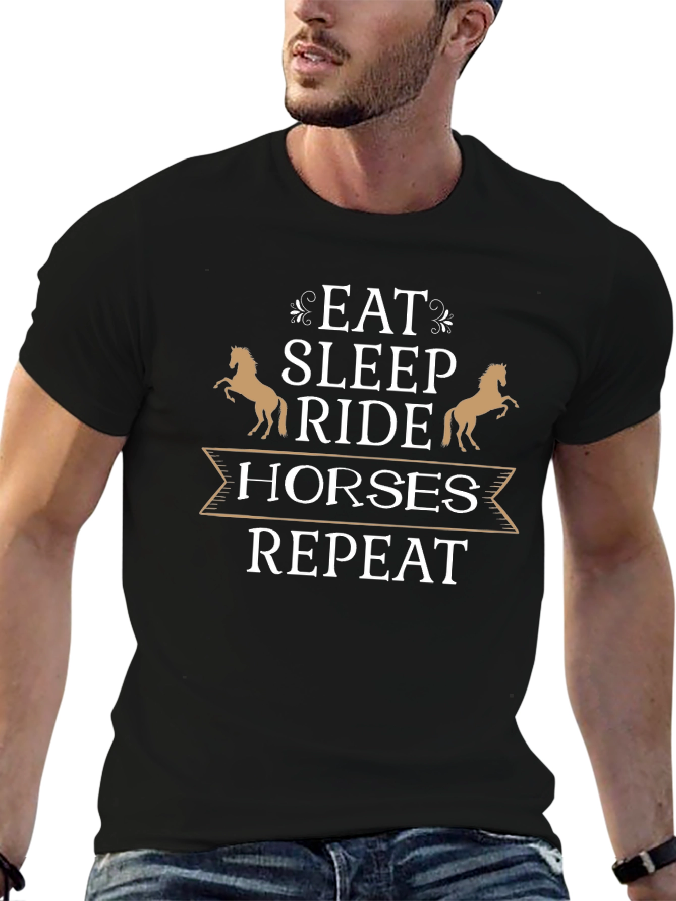Eat Sleep Ride Horses Repeat Graphic T-Shirt