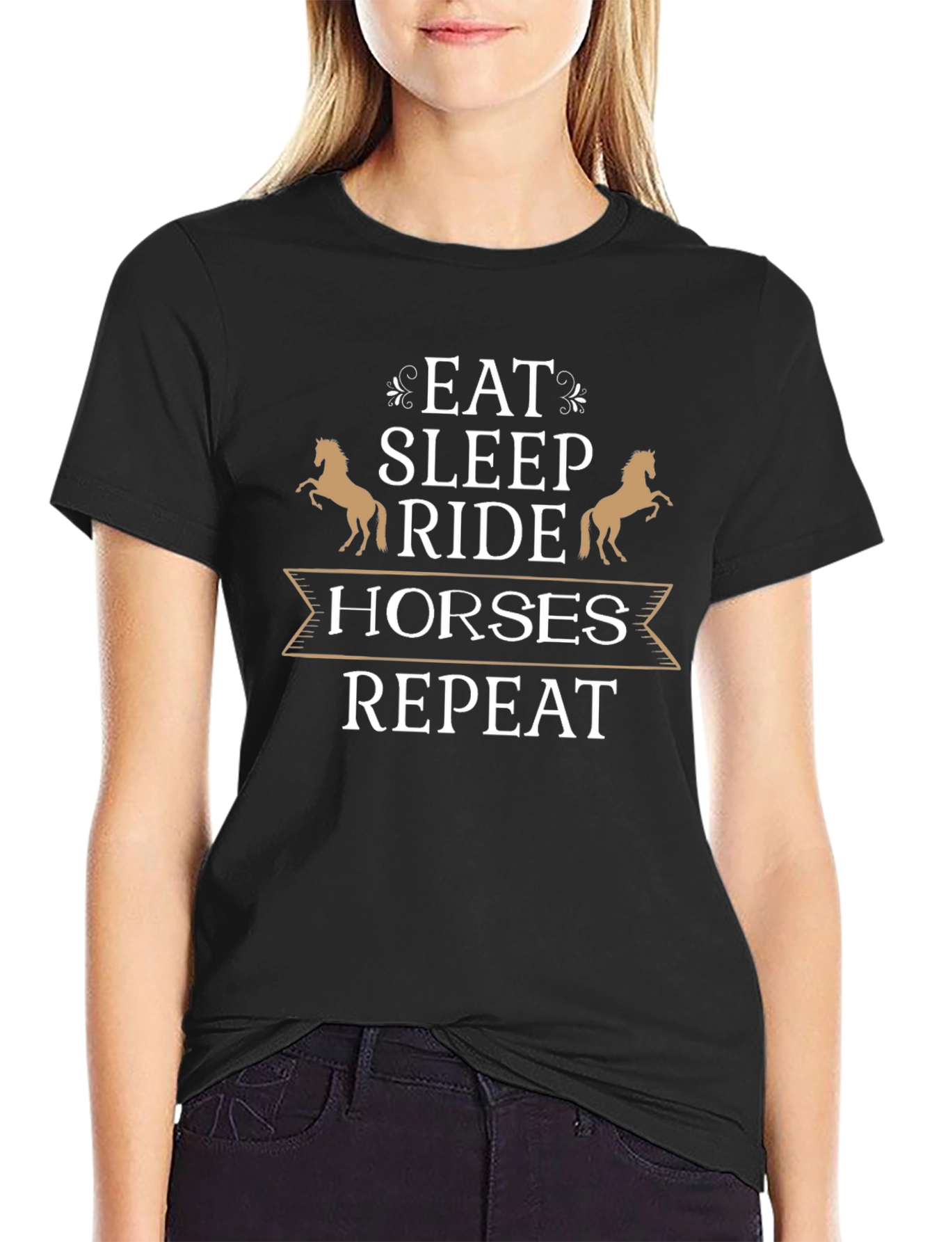 Eat Sleep Ride Horses Repeat Graphic T-Shirt