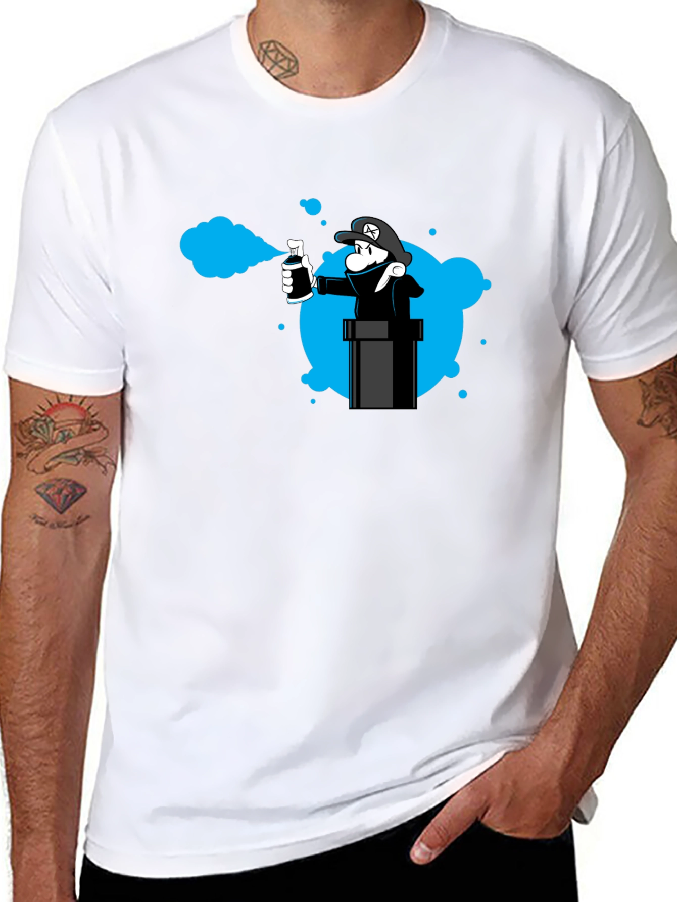 Mario Graffiti Artist Black T-Shirt - Unique Design