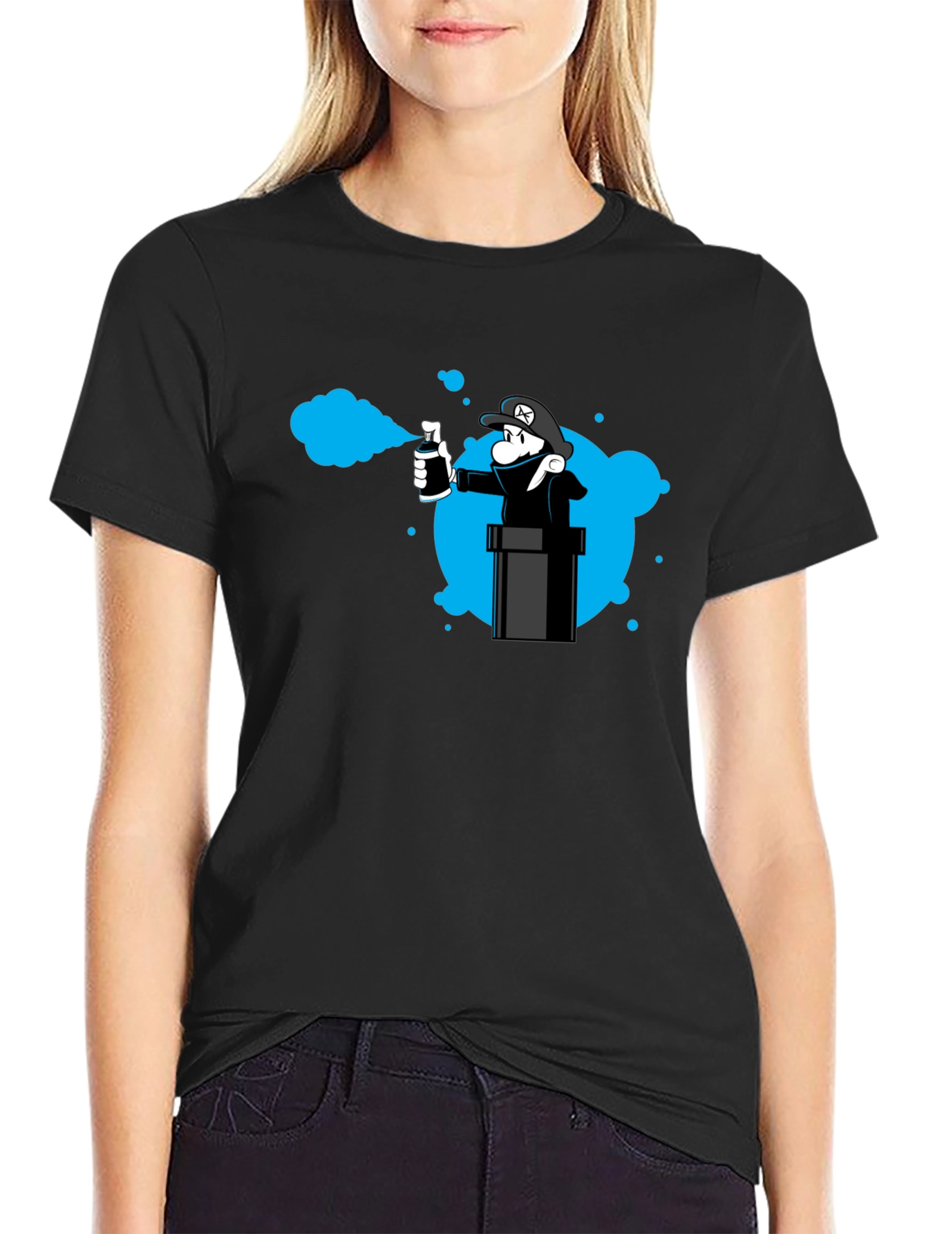 Mario Graffiti Artist Black T-Shirt - Unique Design