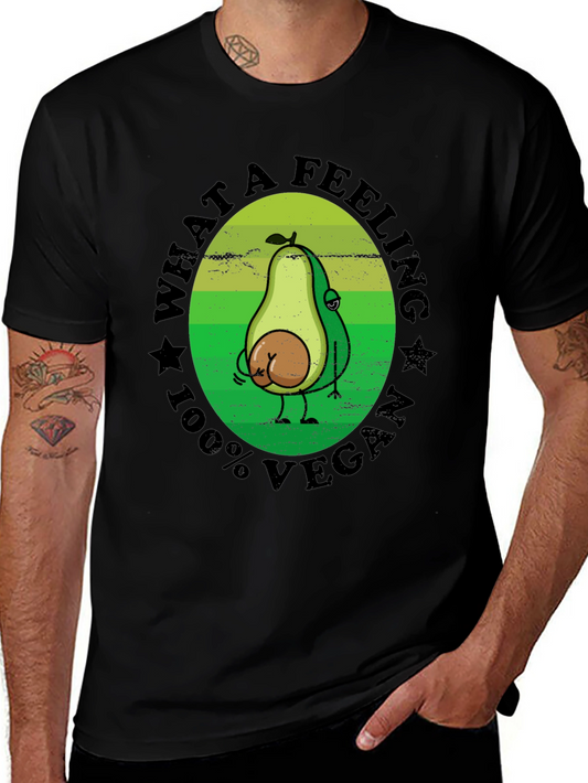 Funny Vegan Avocado T-Shirt - What a Feeling! 100% Vegan Tee
