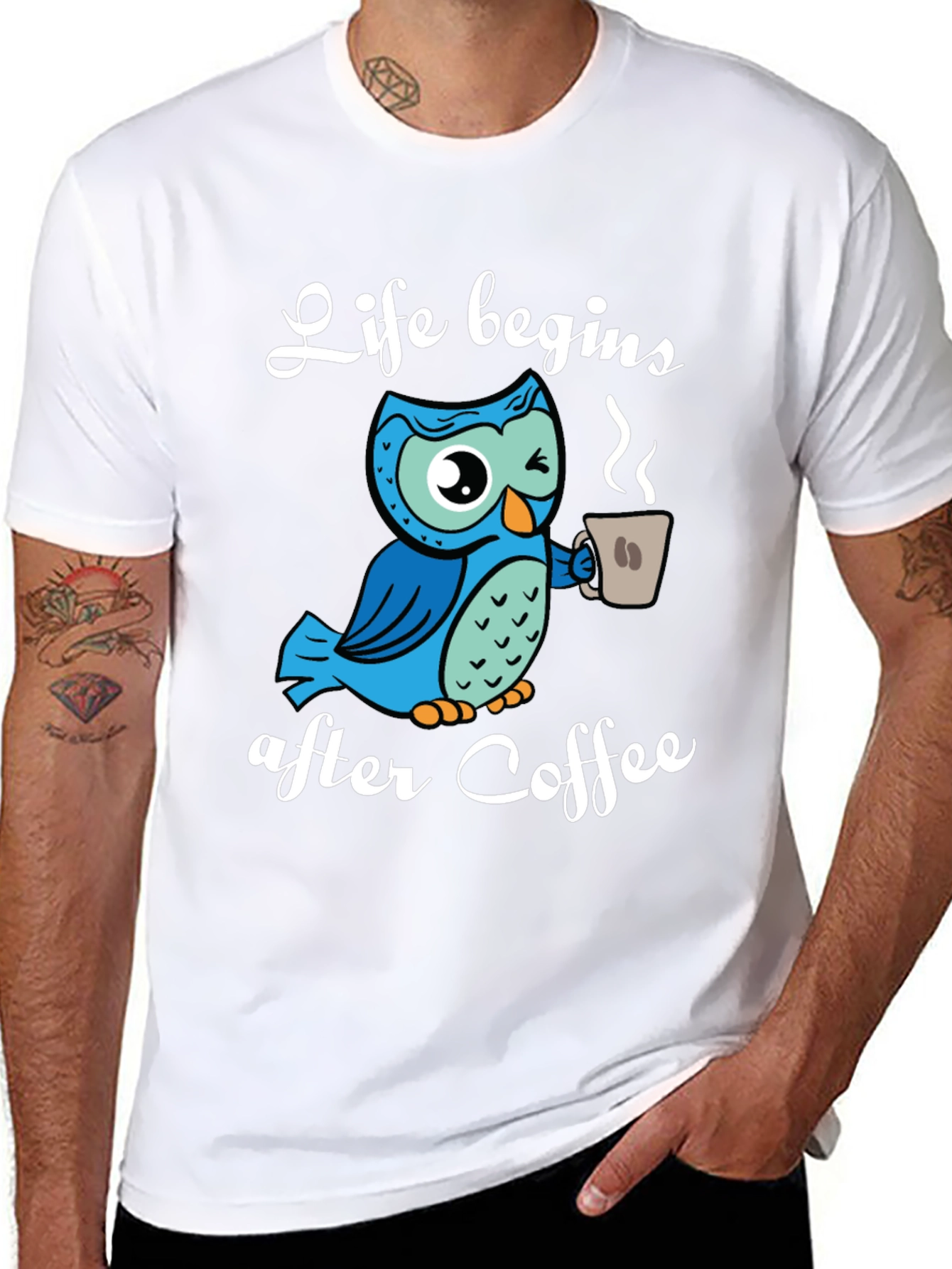 Life Begins After Coffee Owl Graphic Tee