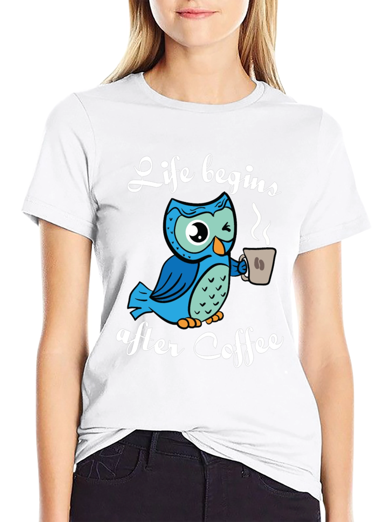 Life Begins After Coffee Owl Graphic Tee