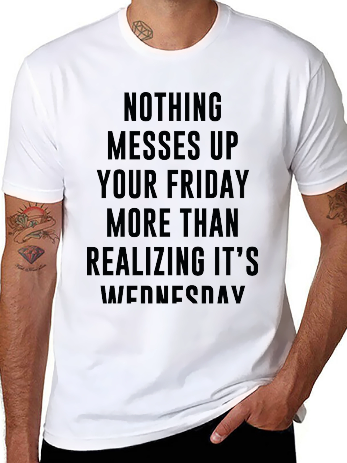 Funny Wednesday Realization Mens Black T-Shirt