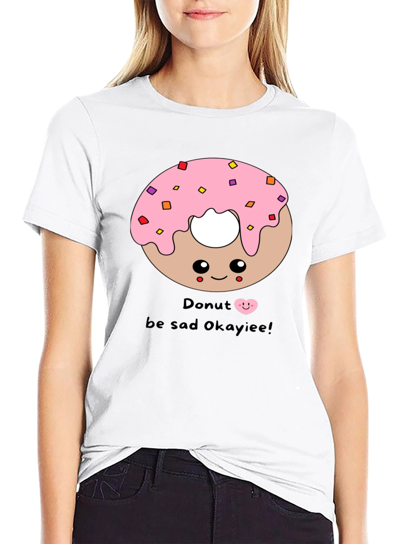 Cute Donut Graphic Black T-Shirt