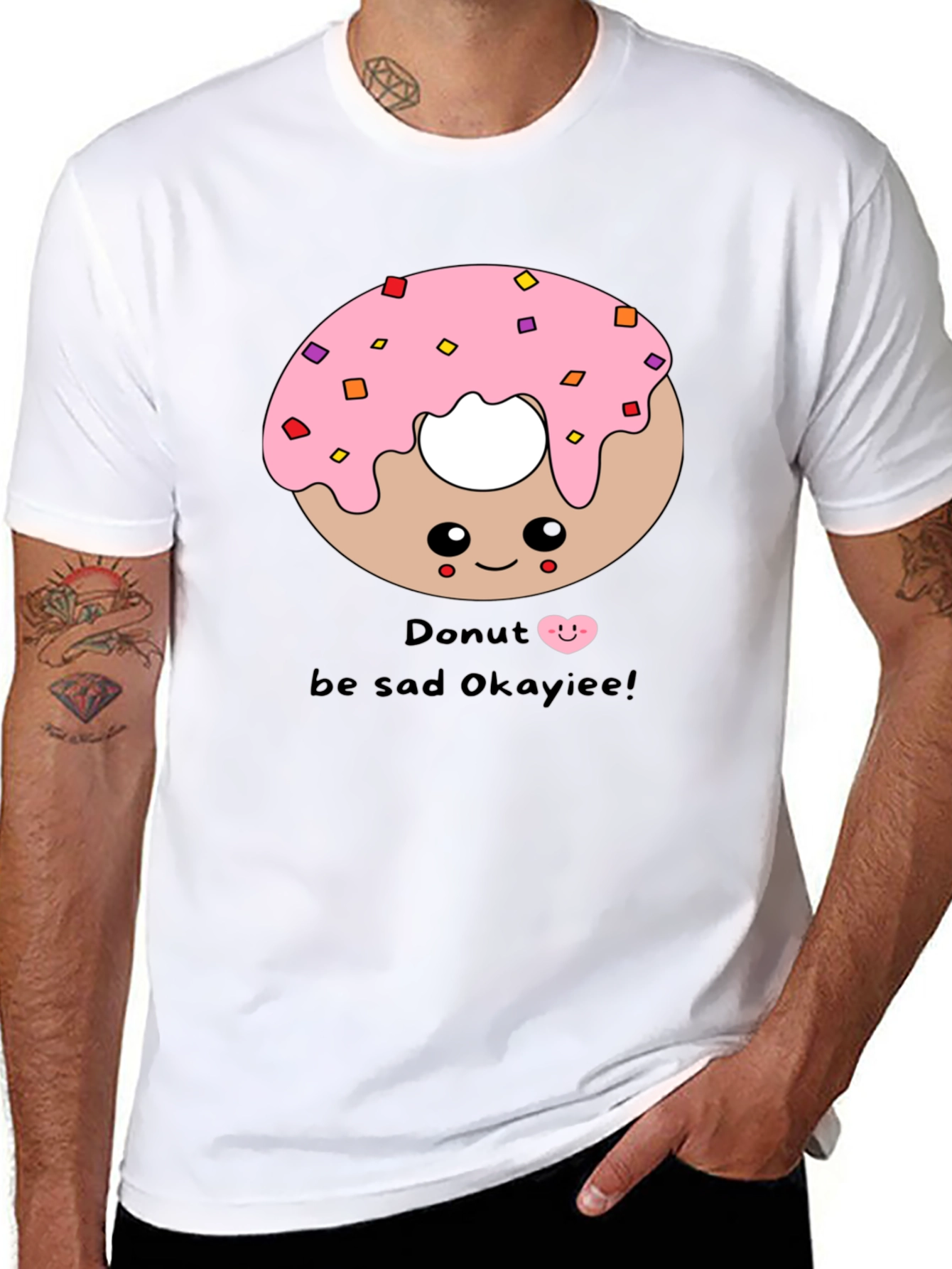 Cute Donut Graphic Black T-Shirt