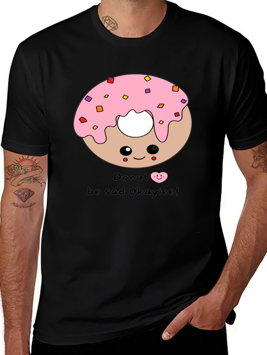 Cute Donut Graphic Black T-Shirt