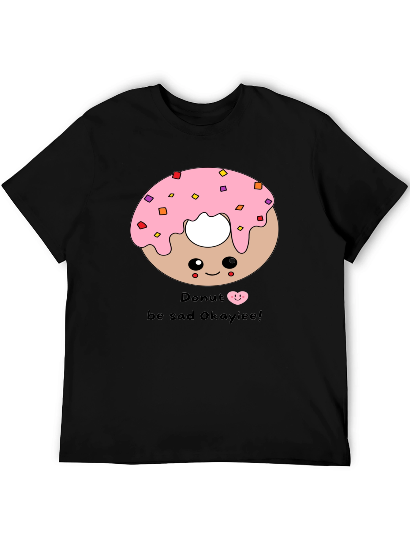 Cute Donut Graphic Black T-Shirt
