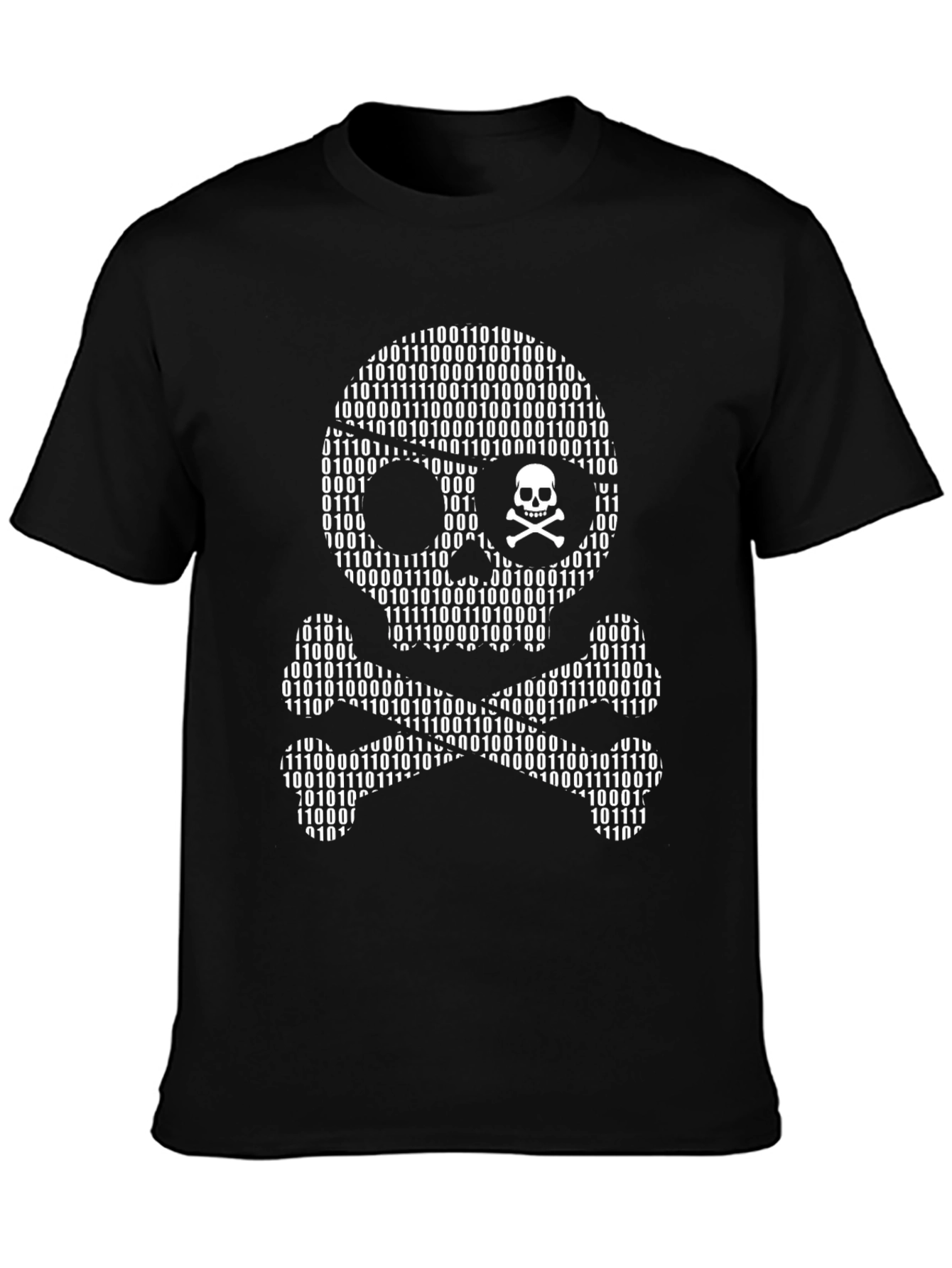 Binary Skull & Crossbones T-Shirt - Hacker Style