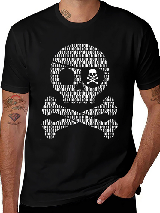 Binary Skull & Crossbones T-Shirt - Hacker Style