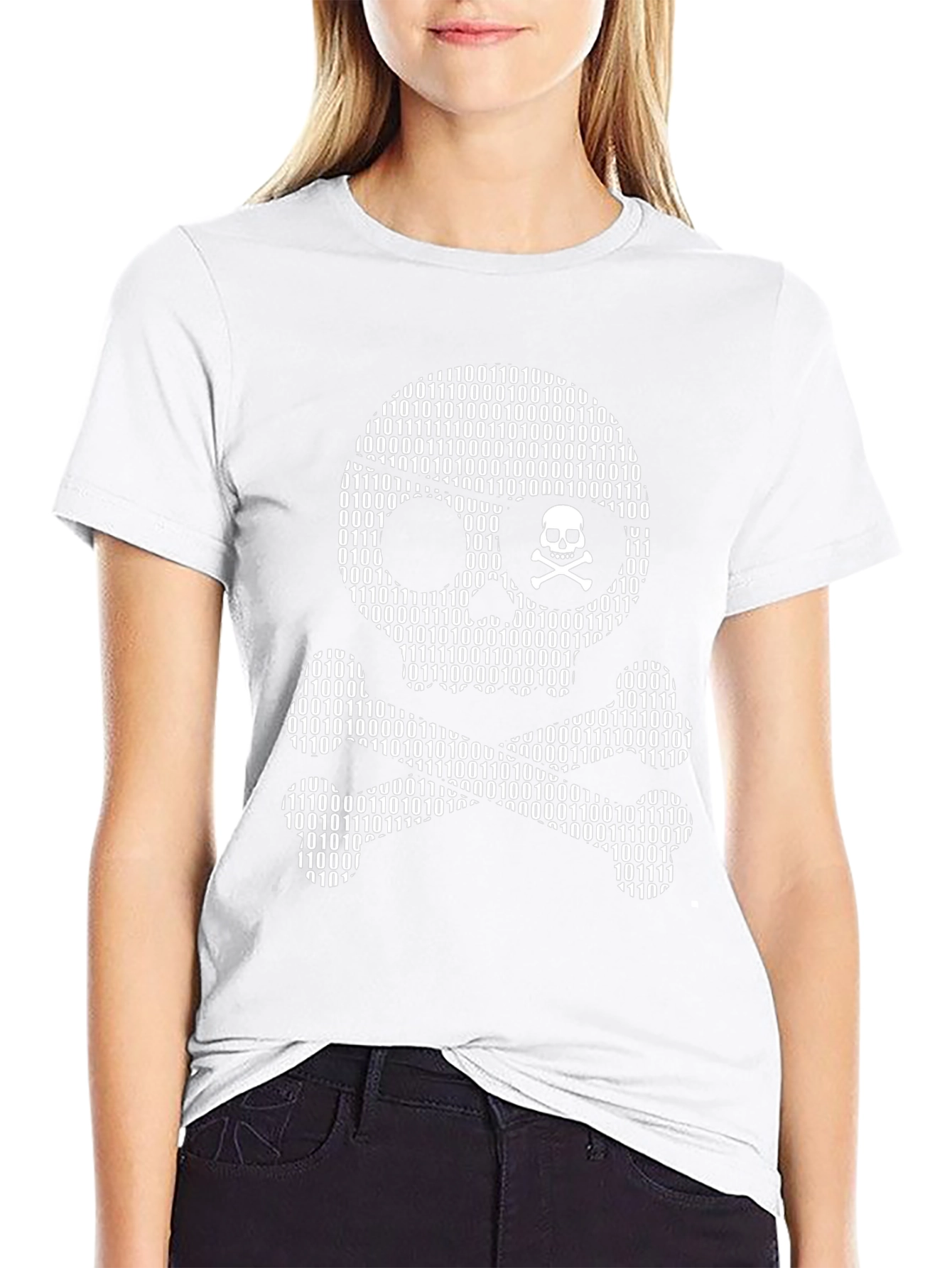 Binary Skull & Crossbones T-Shirt - Hacker Style