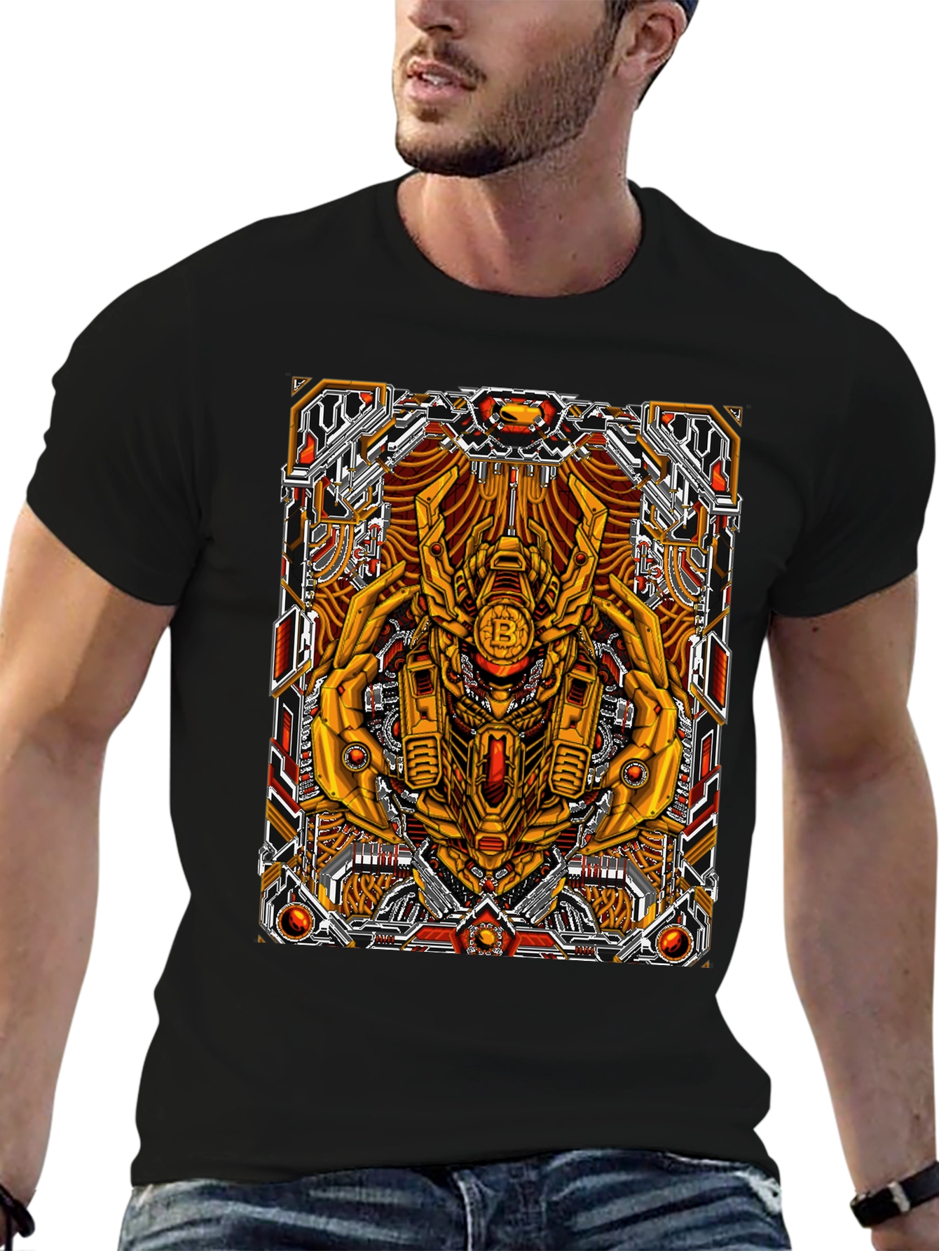 Bitcoin Robot Graphic Tee - Sci-Fi Crypto T-Shirt