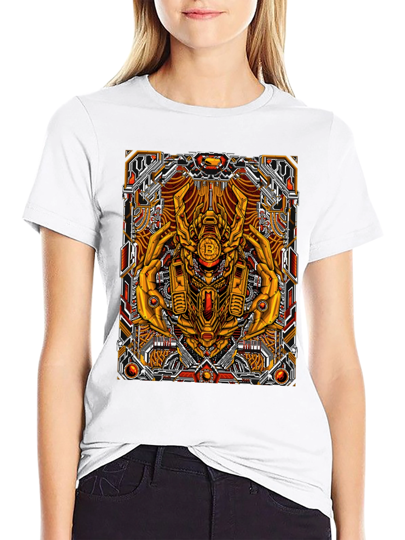 Bitcoin Robot Graphic Tee - Sci-Fi Crypto T-Shirt