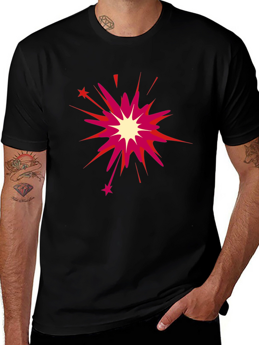 Black T-Shirt with Burst Design