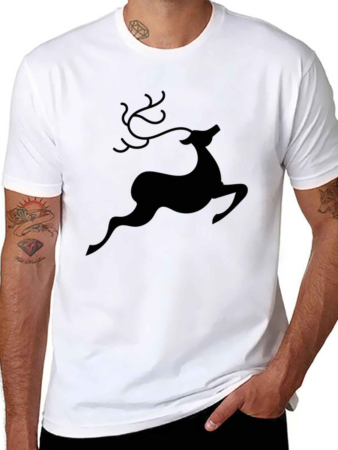 Black Christmas Reindeer Graphic Tee