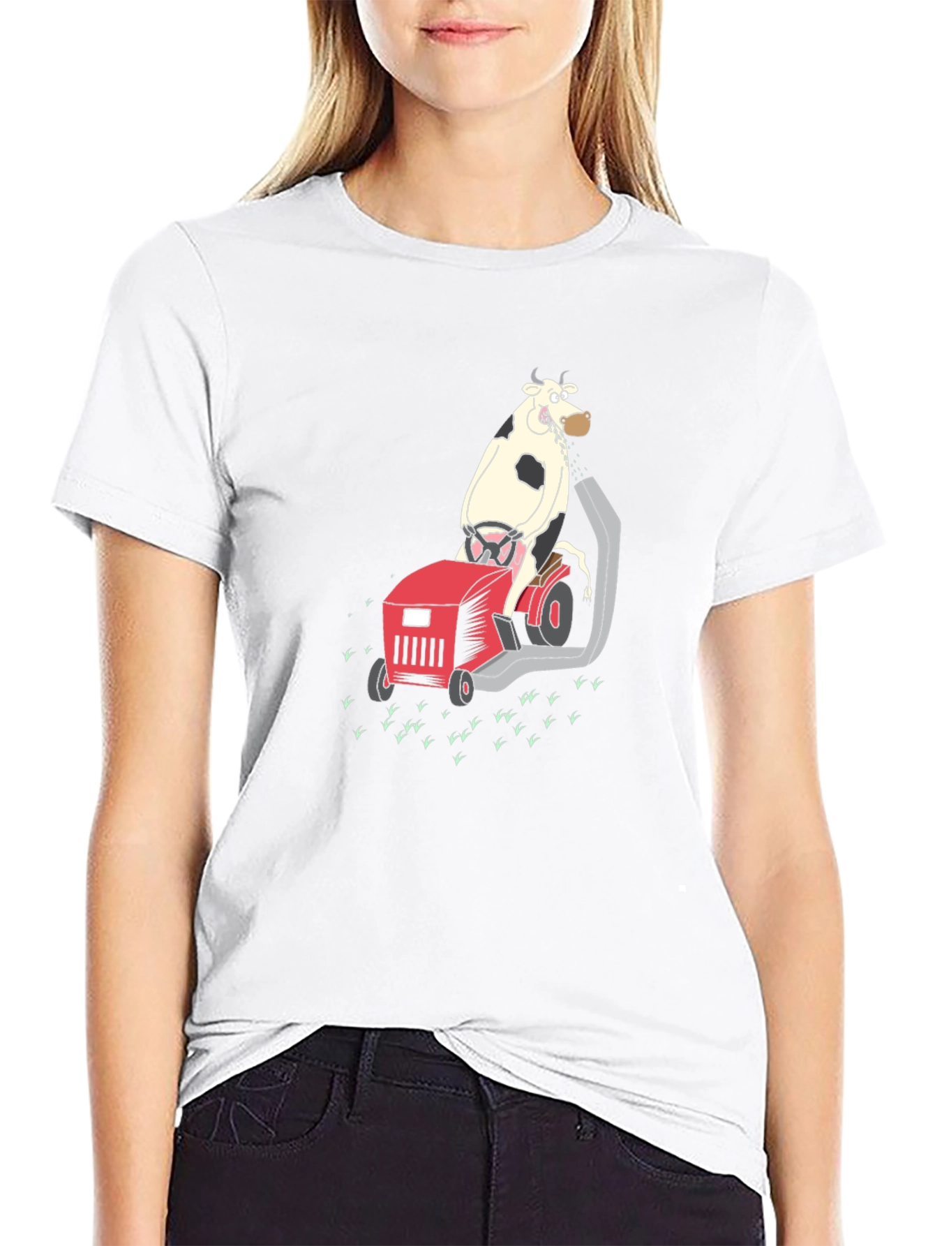 Cow on Lawnmower T-Shirt