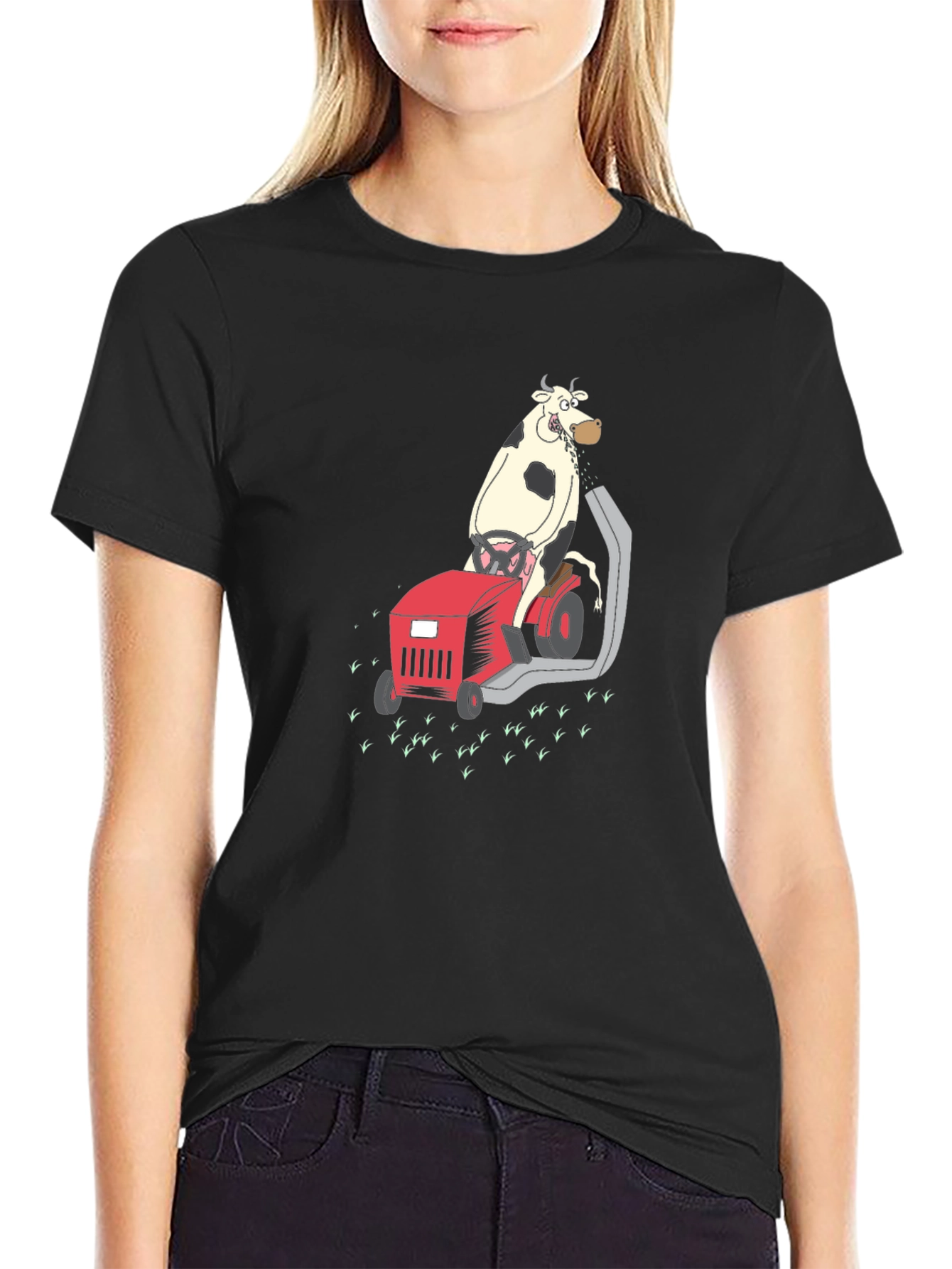 Cow on Lawnmower T-Shirt