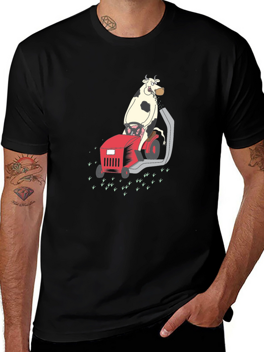 Cow on Lawnmower T-Shirt
