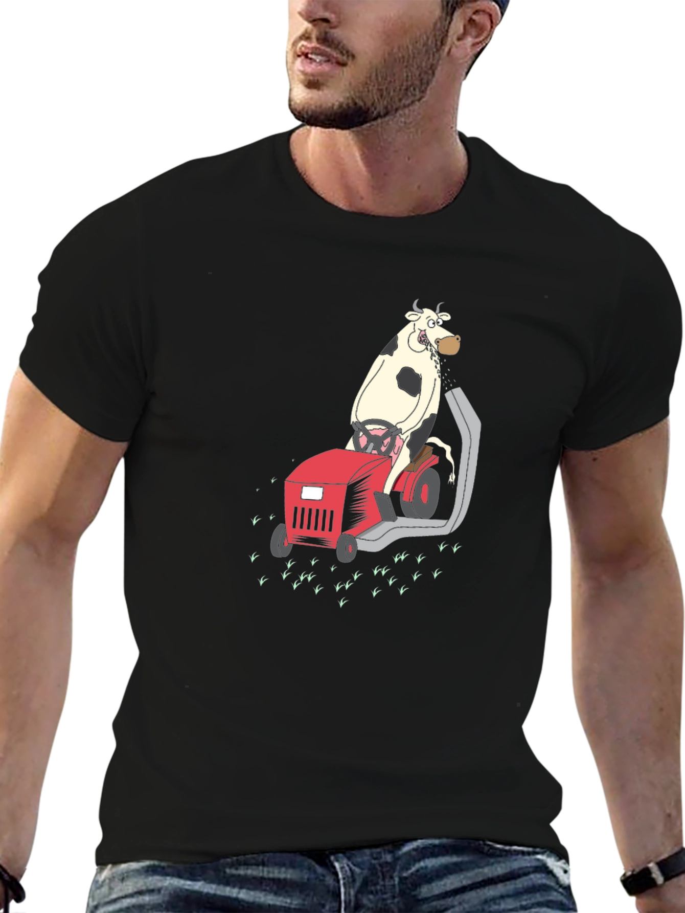 Cow on Lawnmower T-Shirt