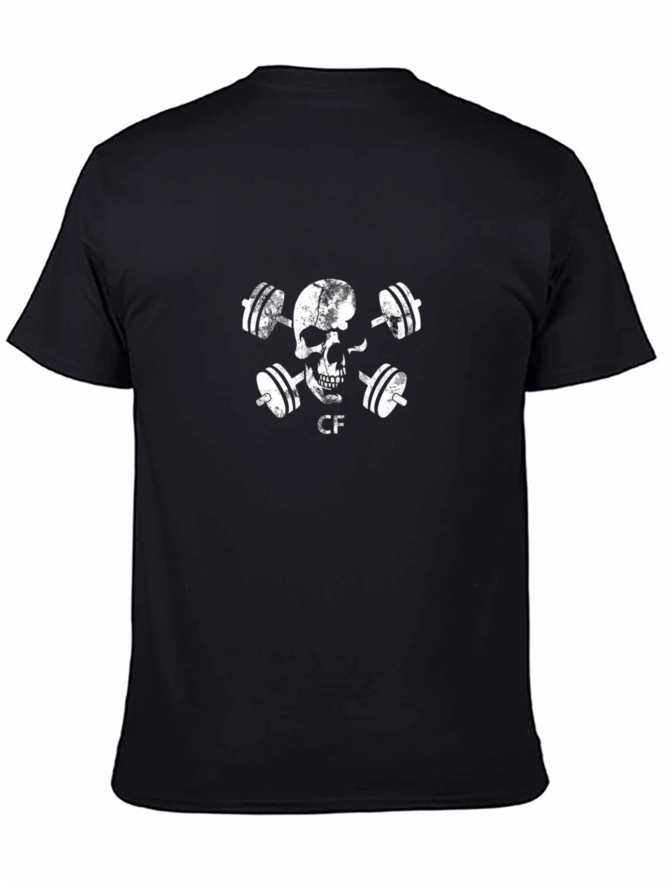 Skull & Dumbbell Graphic Tee - Workout Shirt