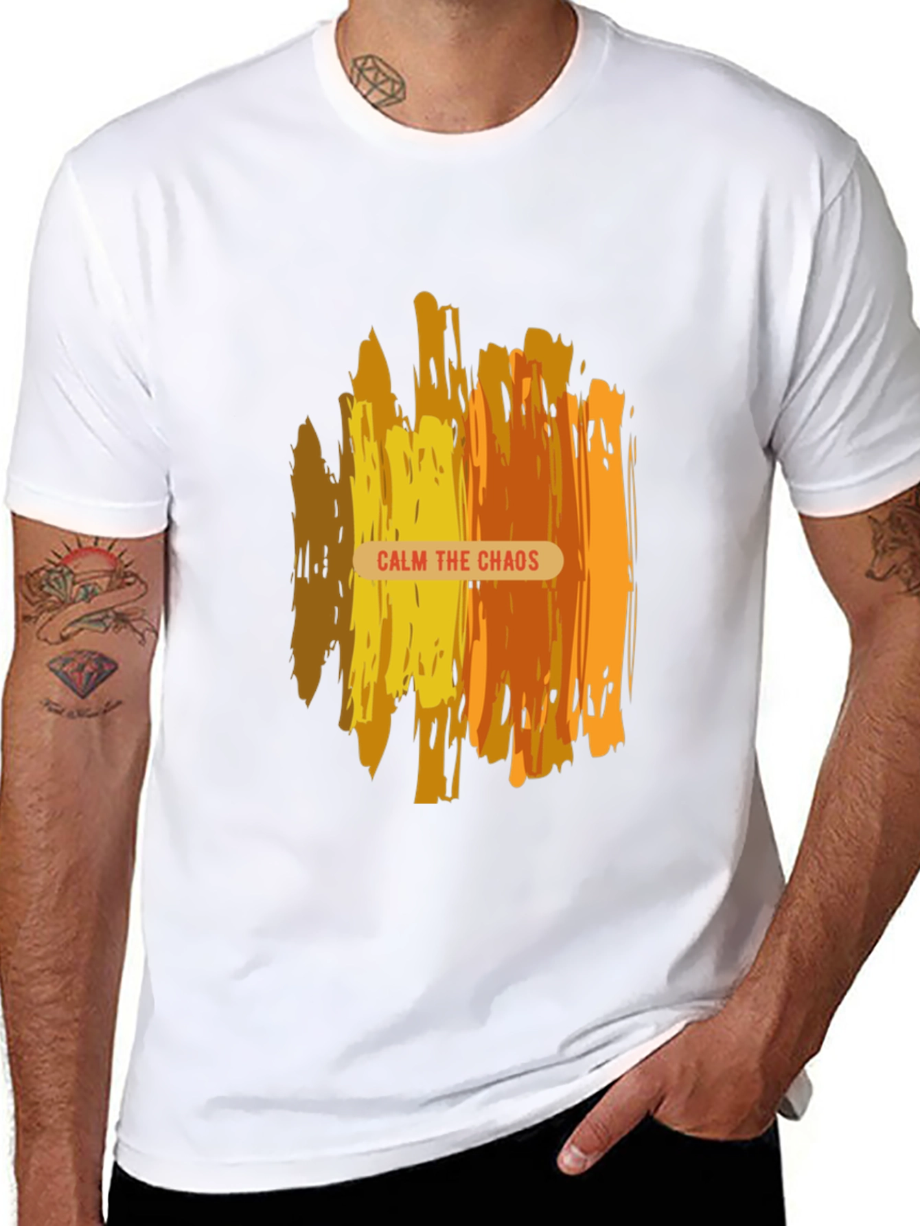 Calm the Chaos Graphic Print Black Tee