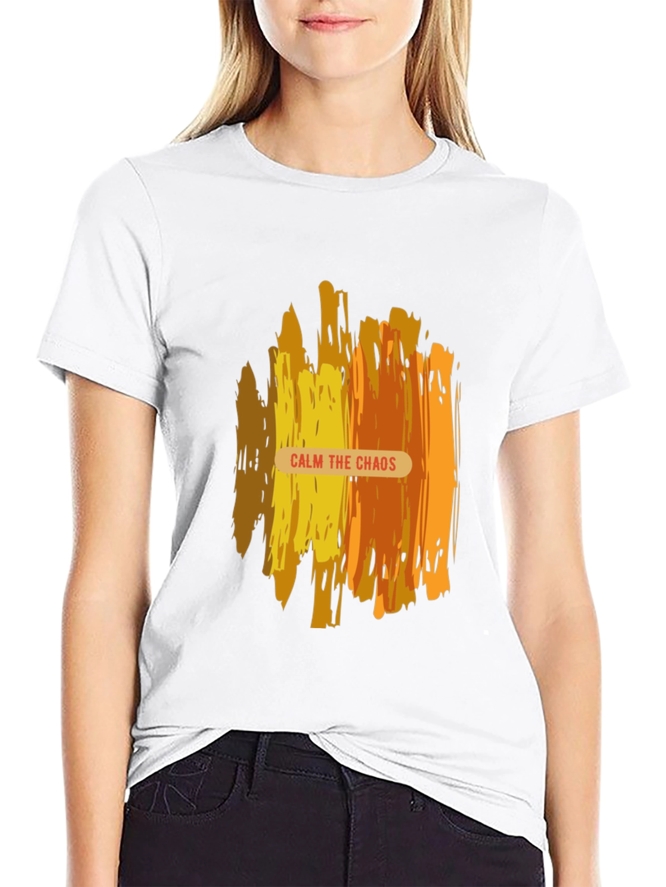 Calm the Chaos Graphic Print Black Tee