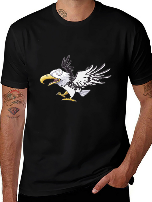 Cartoon Eagle Graphic Tee - Black