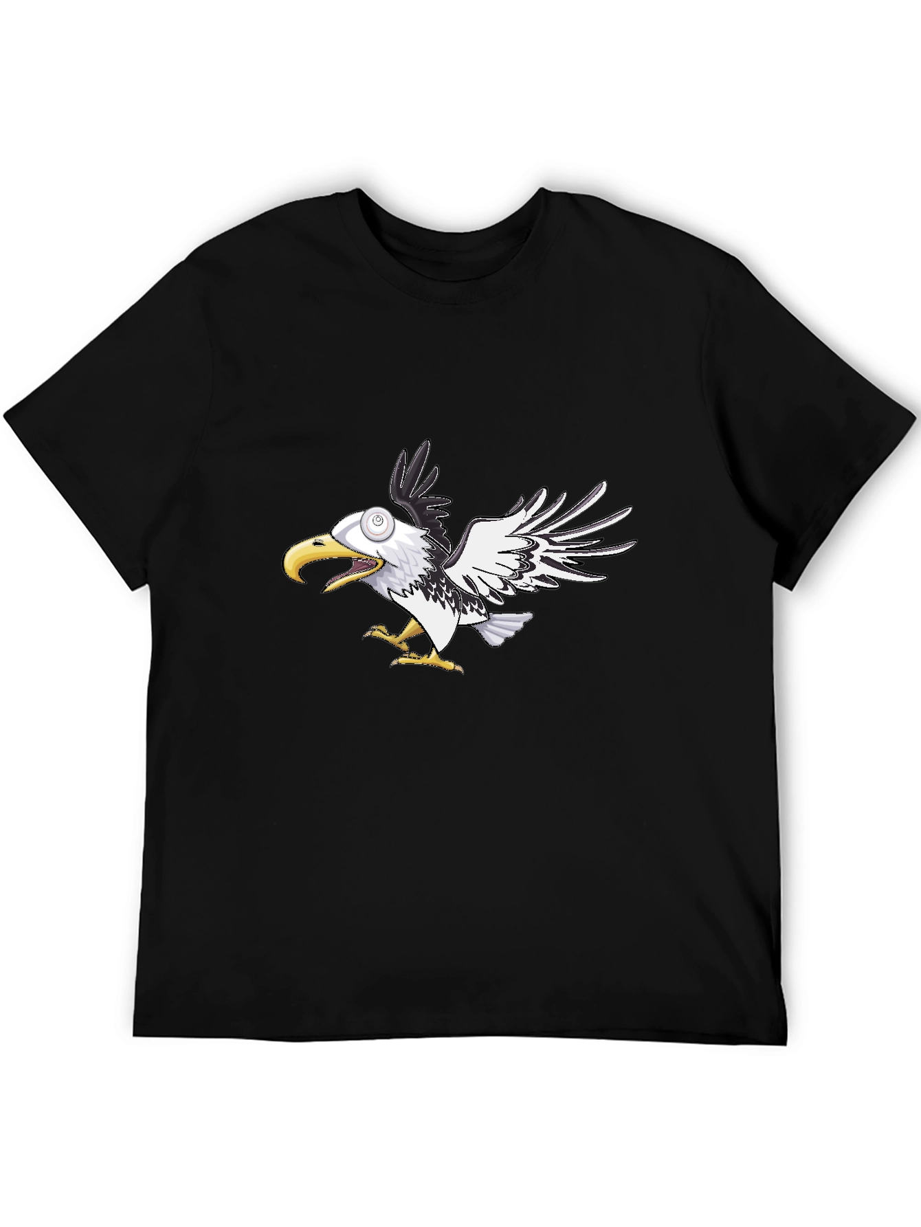 Cartoon Eagle Graphic Tee - Black