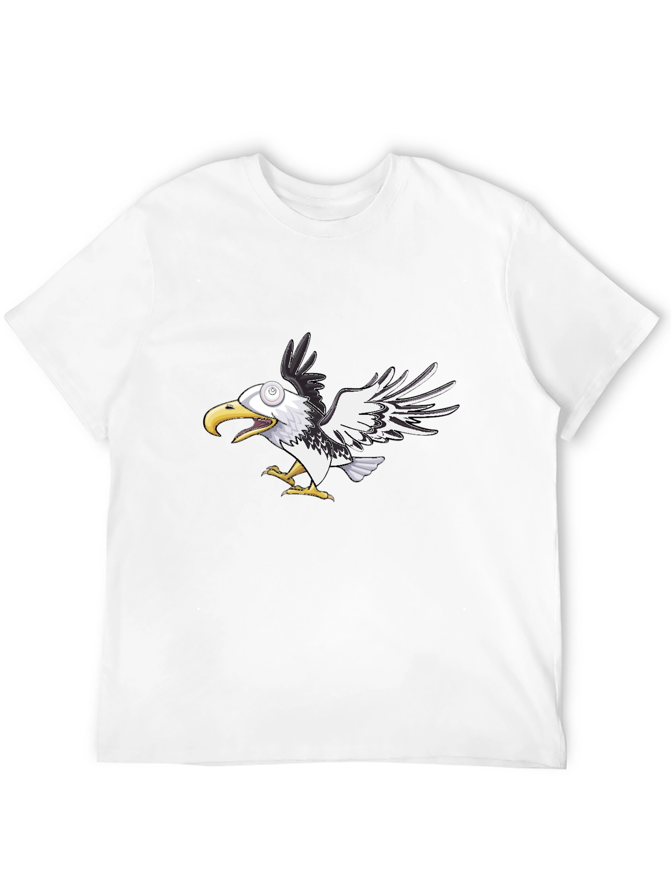 Cartoon Eagle Graphic Tee - Black