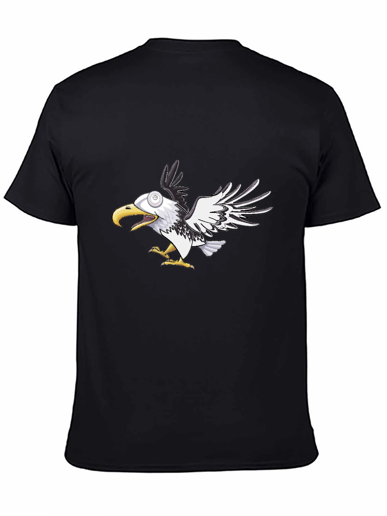 Cartoon Eagle Graphic Tee - Black