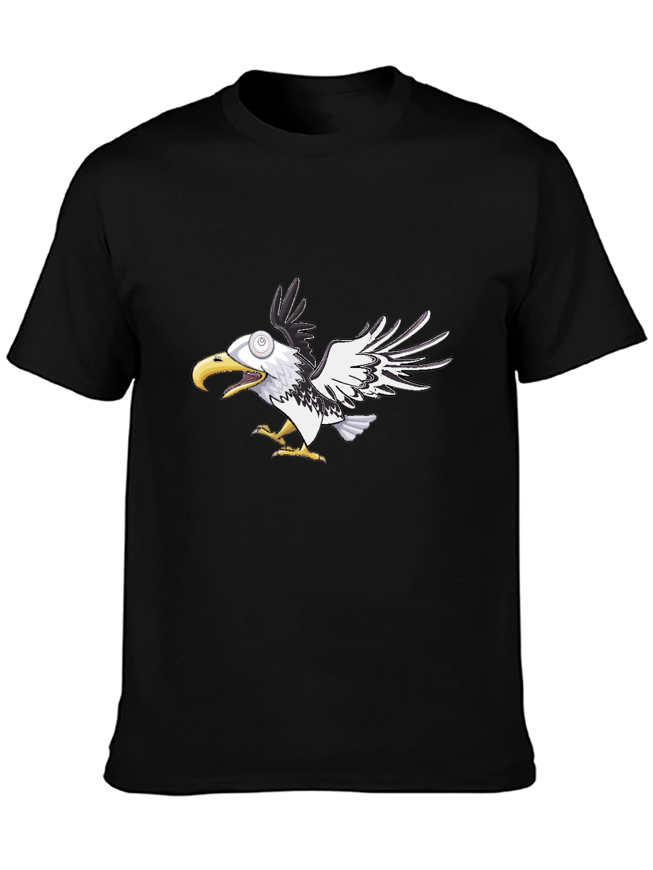 Cartoon Eagle Graphic Tee - Black