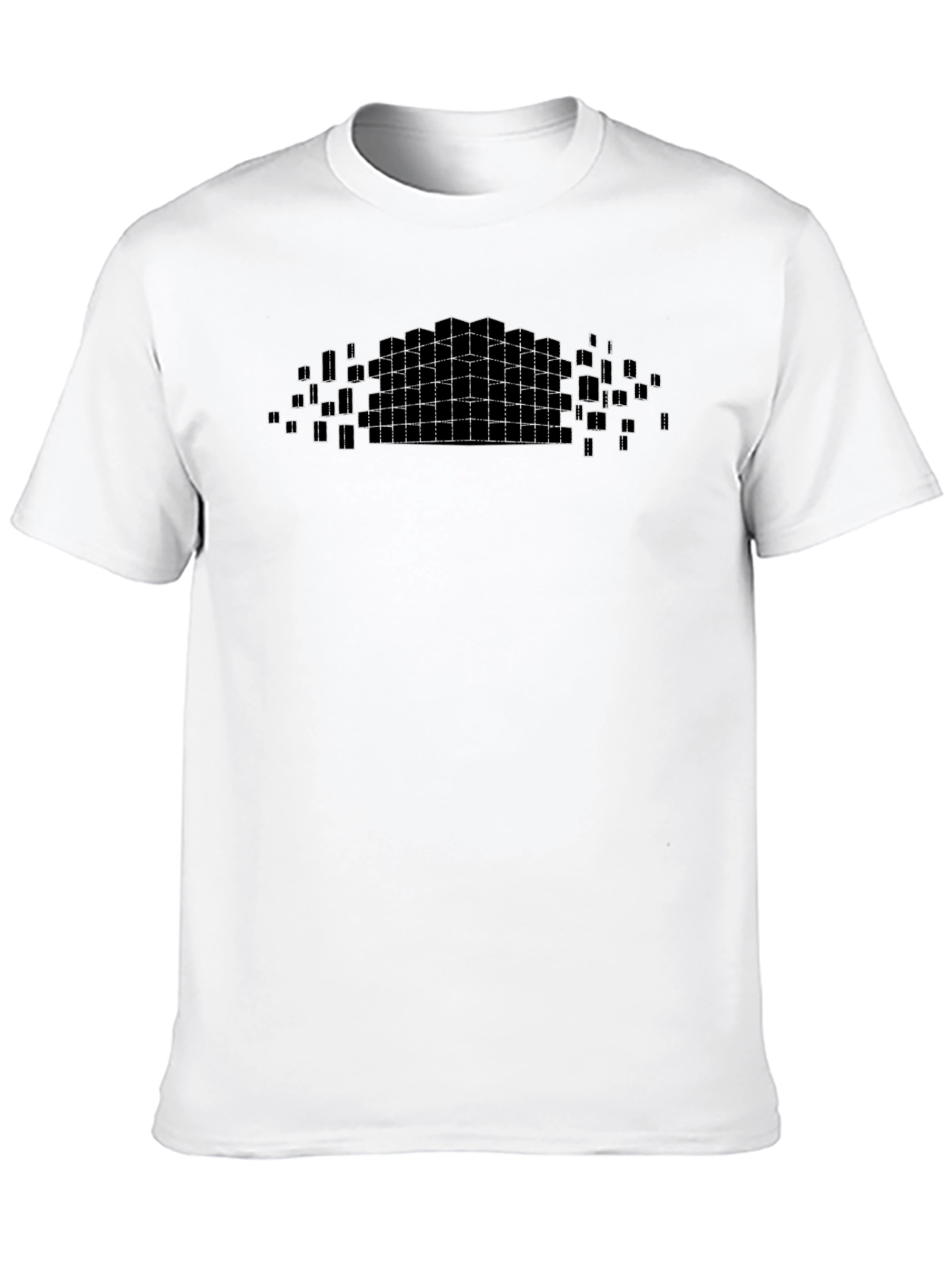 Geometric Cube Grid Black Graphic Tee