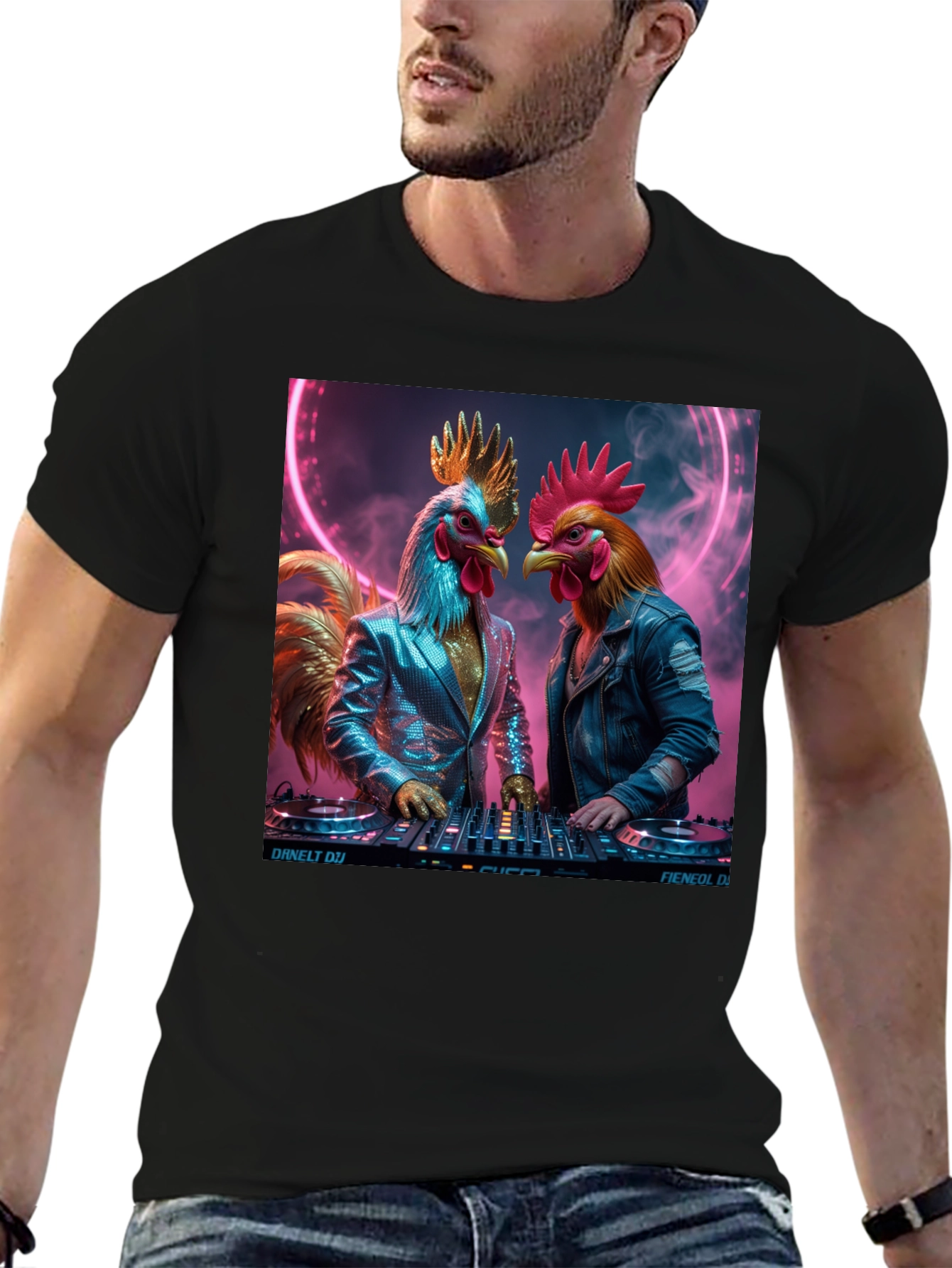 DJ Rooster Graphic Tee - Cool Novelty T-Shirt