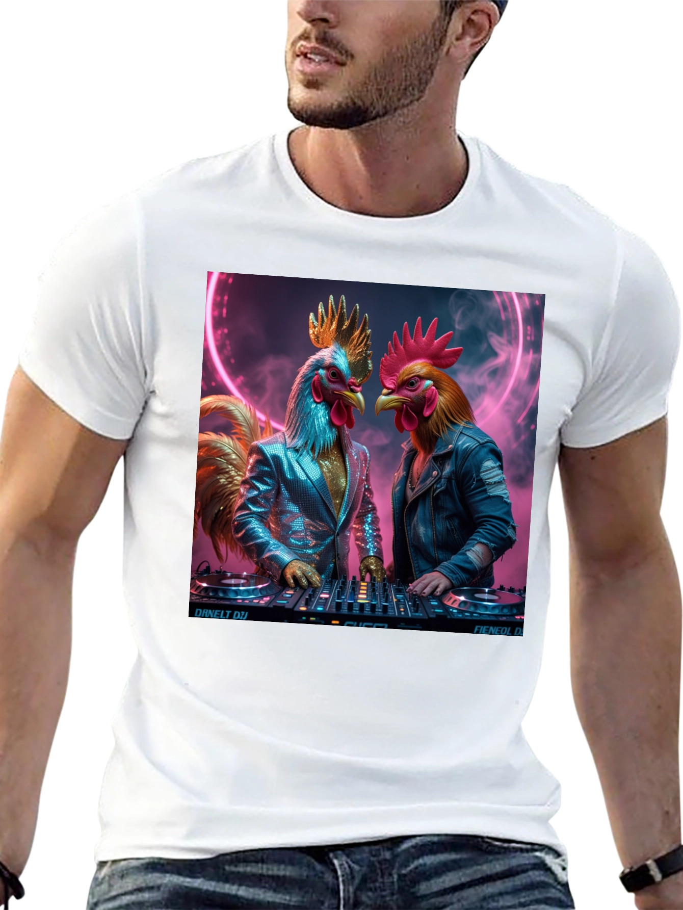 DJ Rooster Graphic Tee - Cool Novelty T-Shirt