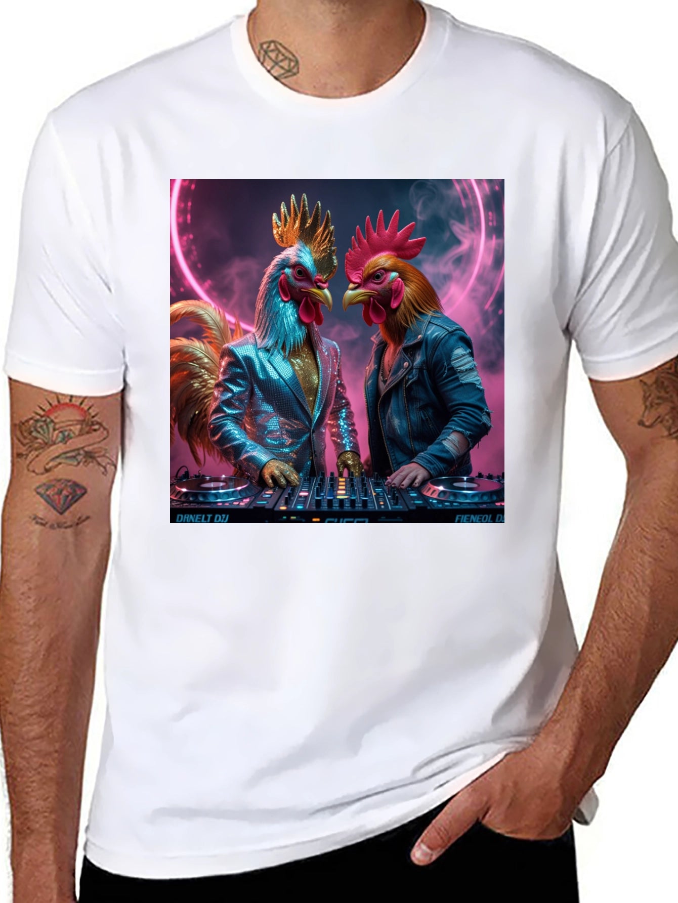 DJ Rooster Graphic Tee - Cool Novelty T-Shirt