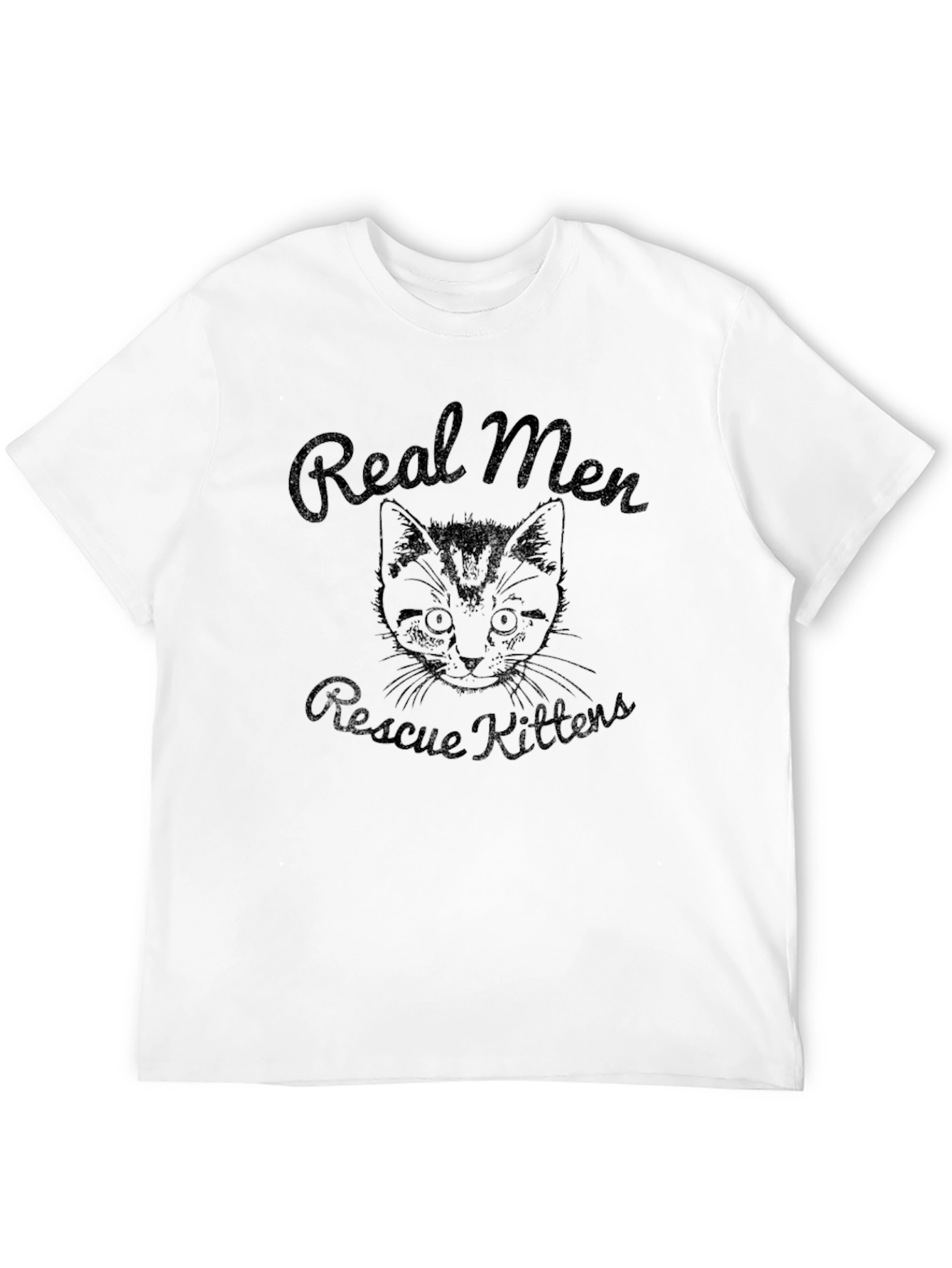 Real Men Rescue Kittens Black Graphic Tee
