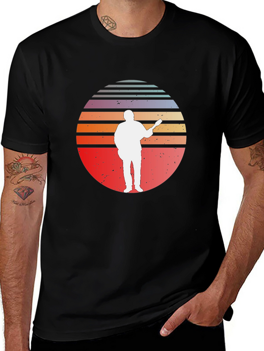 Retro Sunset Guitar Player T-Shirt