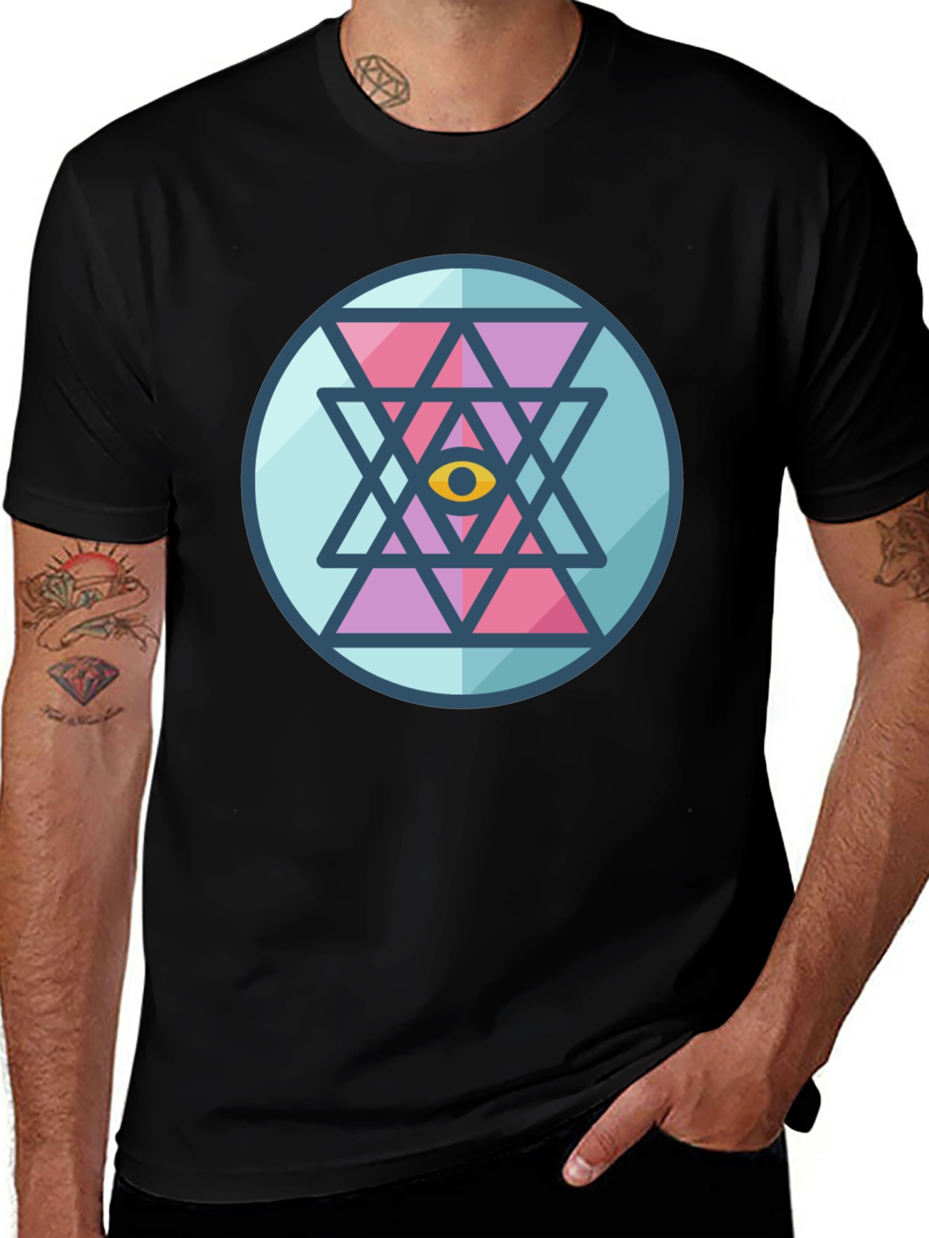 Eye Mandala Graphic Tee - Black Cotton Comfort
