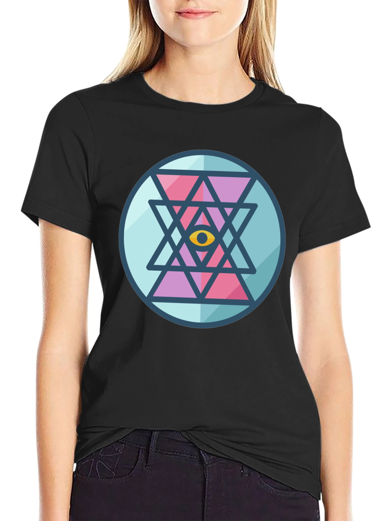 Eye Mandala Graphic Tee - Black Cotton Comfort